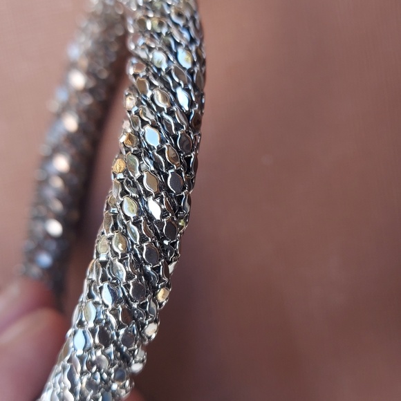 Vintage Estate Silver Chain Mail Mesh 8" Bangle Bracelet - Picture 1 of 5